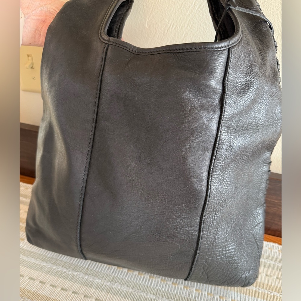 🔥REDUCED🔥 NWT‼️ Exquisite 100% Leather Black Woven Tote Bag✨✨✨ - Picture 5 of 16